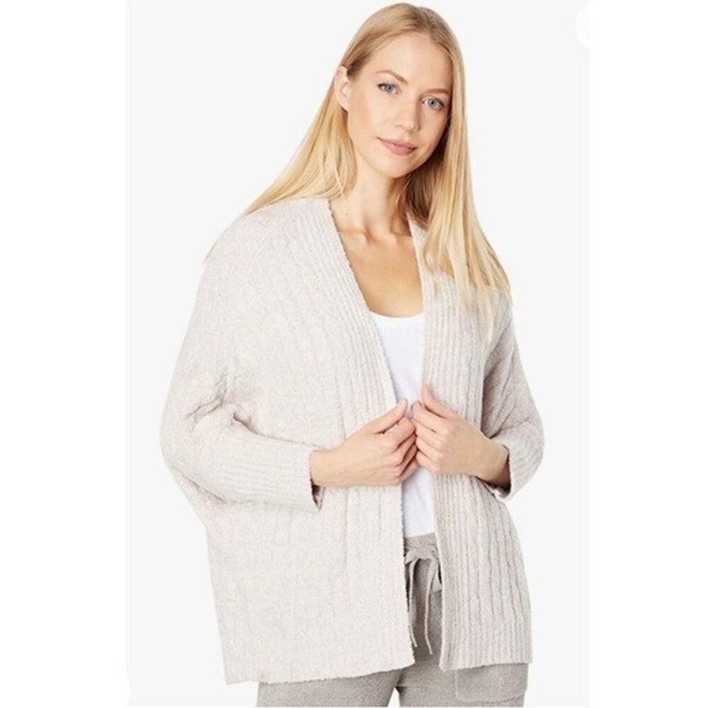 Barefoot Dreams Cozychic Cream Ribbed Cardigan Sweater L/XL